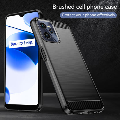 1.8mm Soft TPU Case for Realme C35, Carbon Fiber Texture Brushed Surface Phone Shell