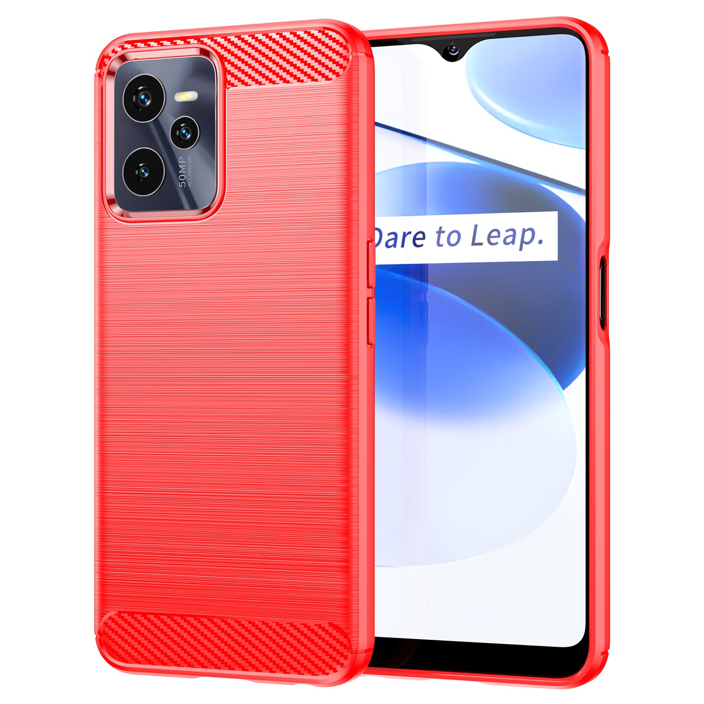 1.8mm Soft TPU Case for Realme C35, Carbon Fiber Texture Brushed Surface Phone Shell