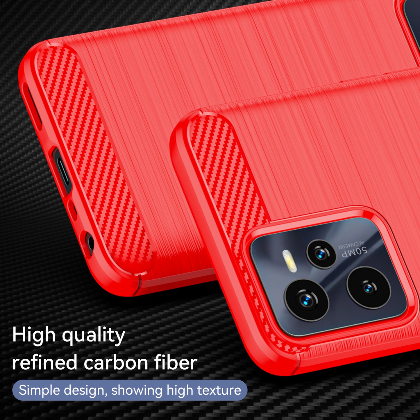 1.8mm Soft TPU Case for Realme C35, Carbon Fiber Texture Brushed Surface Phone Shell