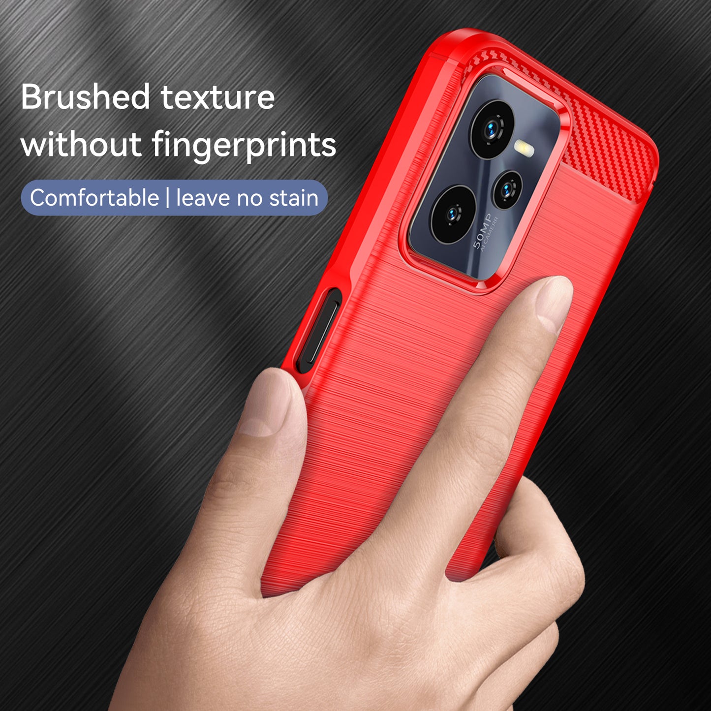 1.8mm Soft TPU Case for Realme C35, Carbon Fiber Texture Brushed Surface Phone Shell