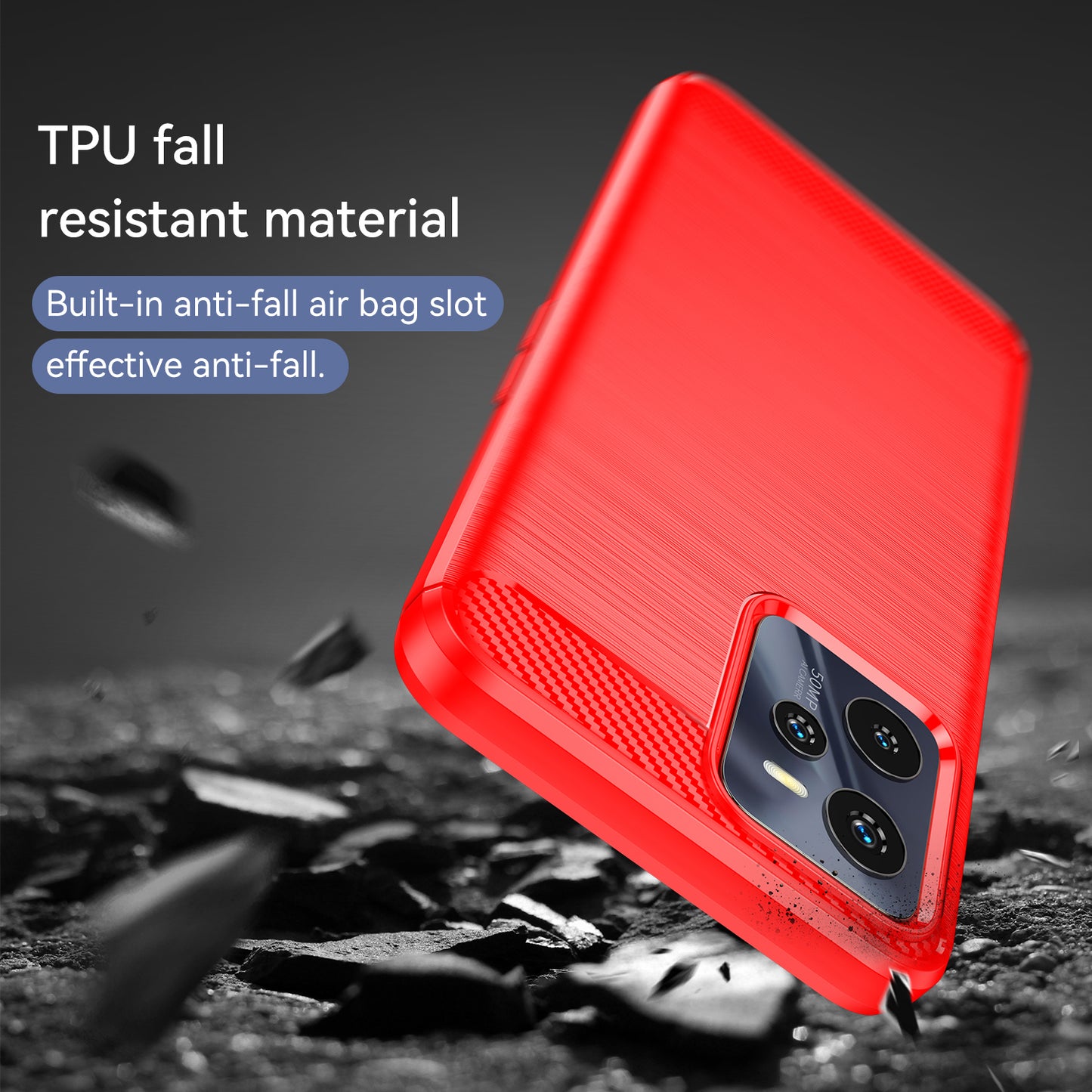 1.8mm Soft TPU Case for Realme C35, Carbon Fiber Texture Brushed Surface Phone Shell