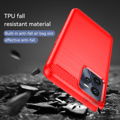 1.8mm Soft TPU Case for Realme C35, Carbon Fiber Texture Brushed Surface Phone Shell