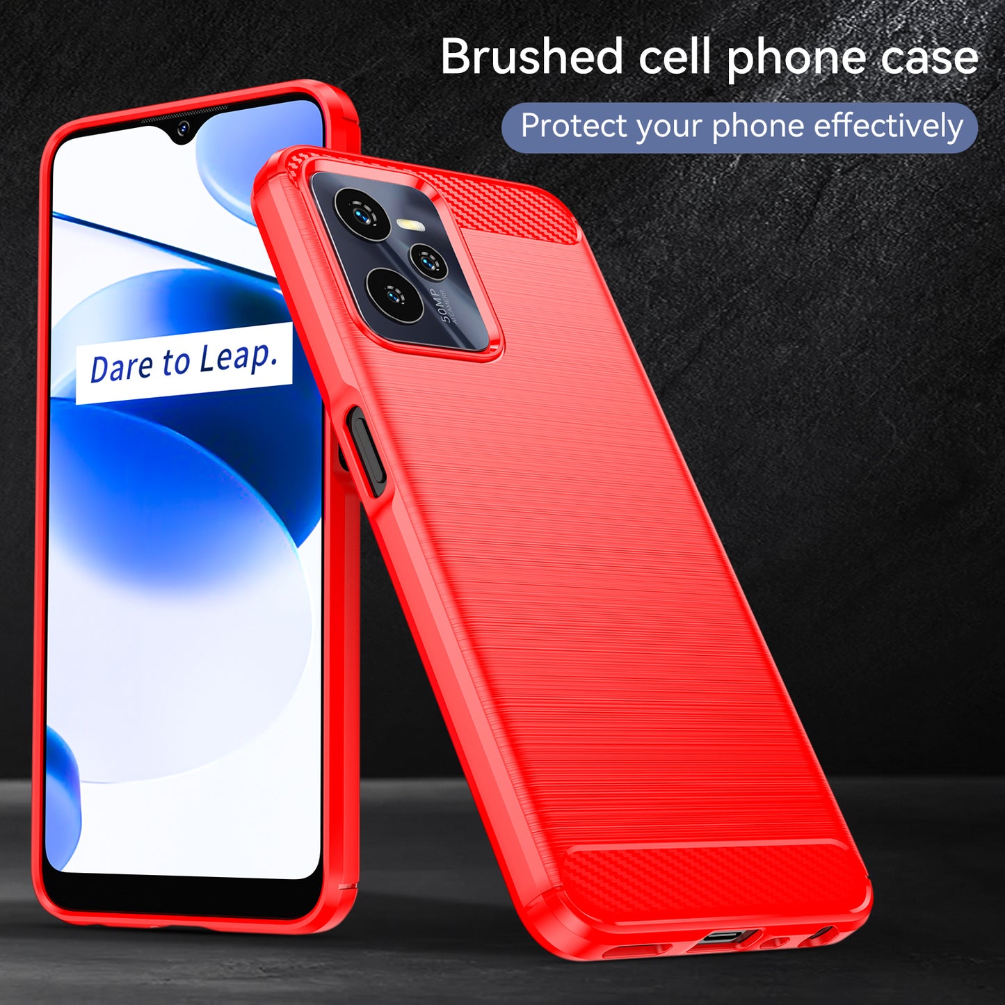1.8mm Soft TPU Case for Realme C35, Carbon Fiber Texture Brushed Surface Phone Shell