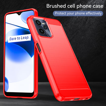 1.8mm Soft TPU Case for Realme C35, Carbon Fiber Texture Brushed Surface Phone Shell