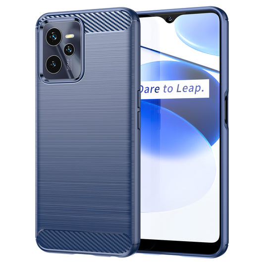 1.8mm Soft TPU Case for Realme C35, Carbon Fiber Texture Brushed Surface Phone Shell