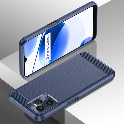 1.8mm Soft TPU Case for Realme C35, Carbon Fiber Texture Brushed Surface Phone Shell