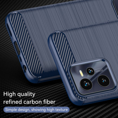 1.8mm Soft TPU Case for Realme C35, Carbon Fiber Texture Brushed Surface Phone Shell