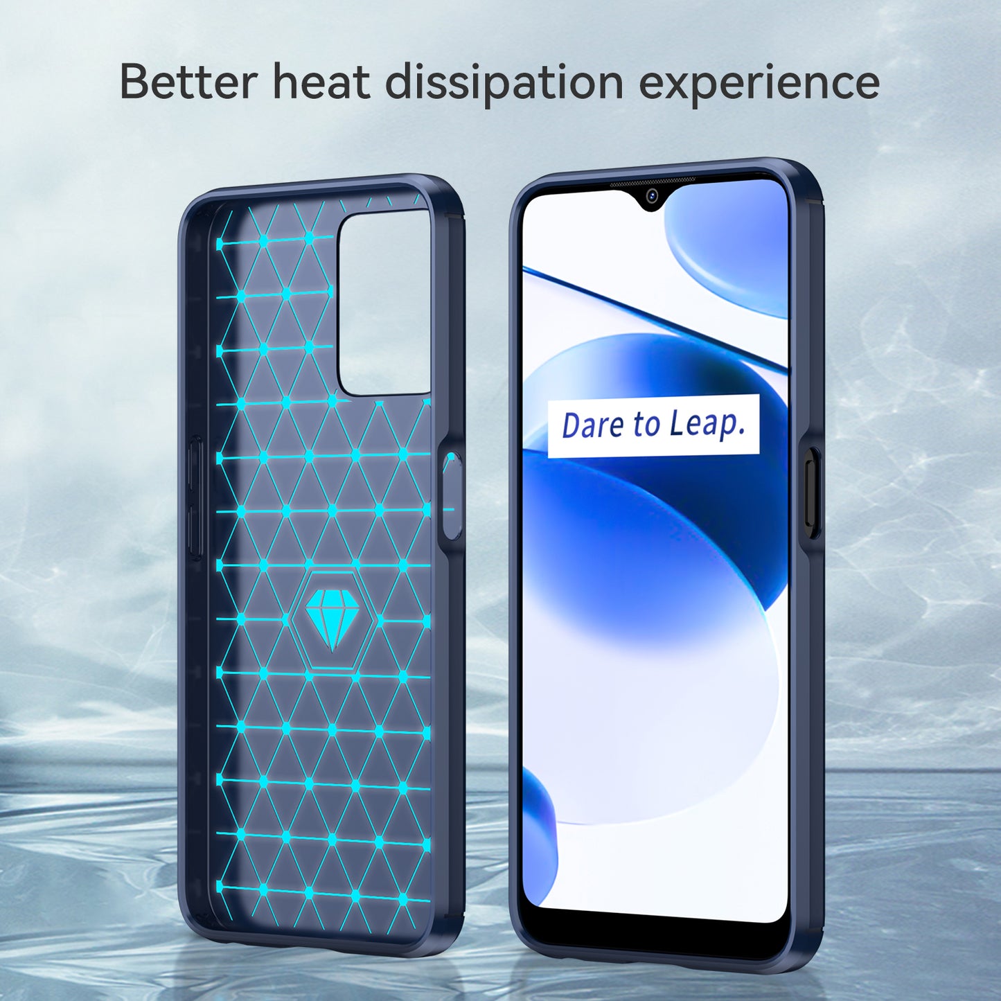 1.8mm Soft TPU Case for Realme C35, Carbon Fiber Texture Brushed Surface Phone Shell