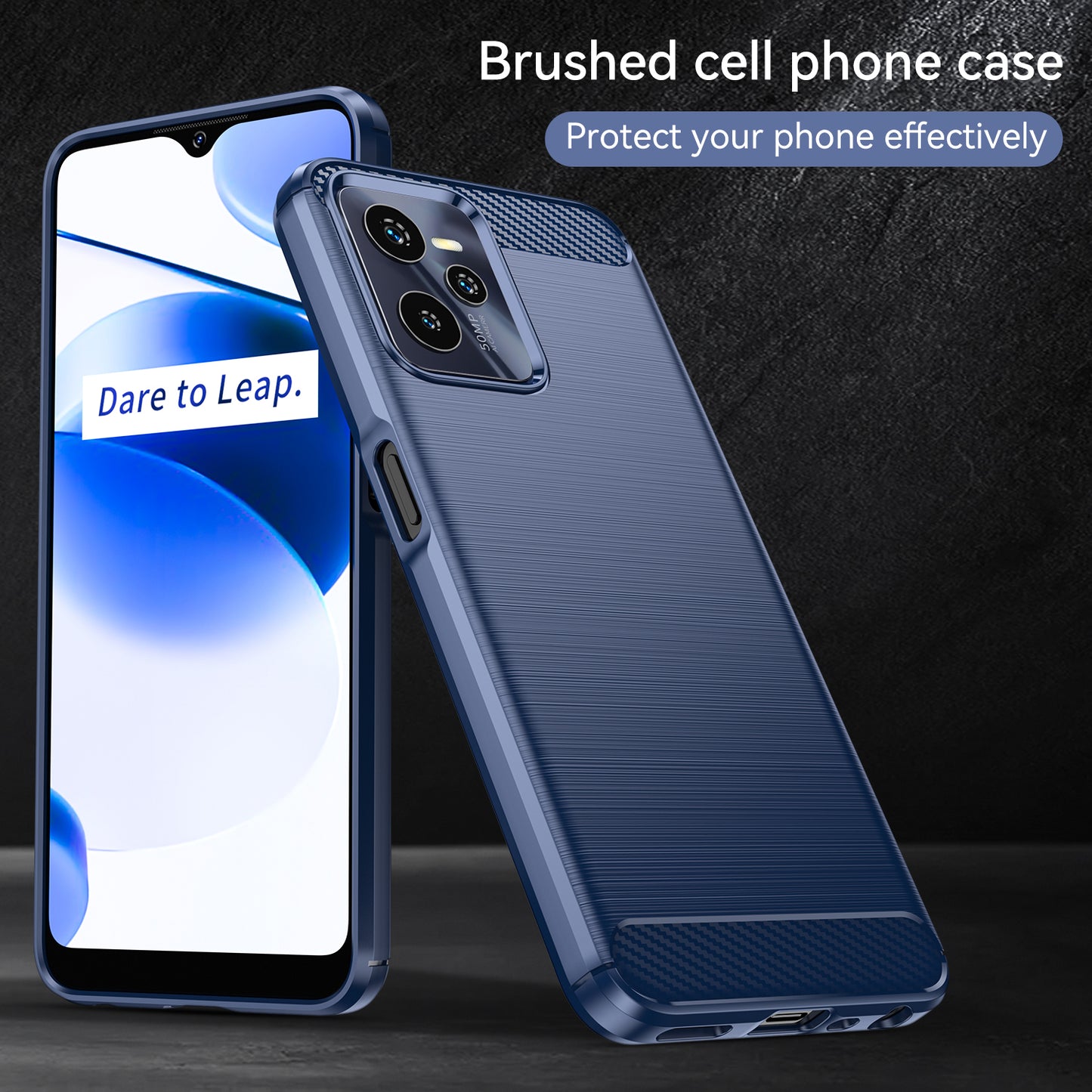 1.8mm Soft TPU Case for Realme C35, Carbon Fiber Texture Brushed Surface Phone Shell