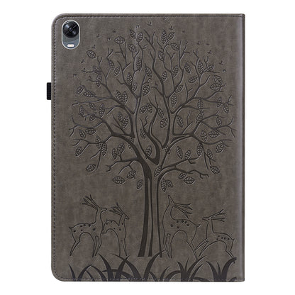 For Oppo Pad Tree Deer Imprinted Stand PU Leather Tablet Cover Card Holder Protective Case with Elastic Band Closure