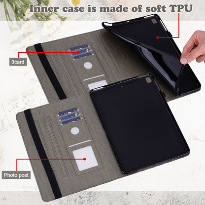 For Oppo Pad Tree Deer Imprinted Stand PU Leather Tablet Cover Card Holder Protective Case with Elastic Band Closure