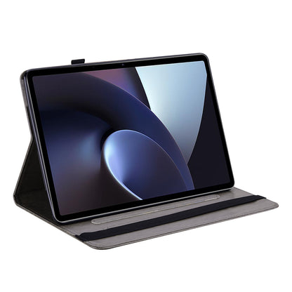 For Oppo Pad Tree Deer Imprinted Stand PU Leather Tablet Cover Card Holder Protective Case with Elastic Band Closure