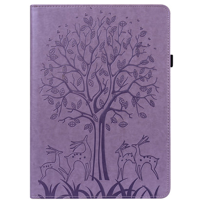 For Oppo Pad Tree Deer Imprinted Stand PU Leather Tablet Cover Card Holder Protective Case with Elastic Band Closure