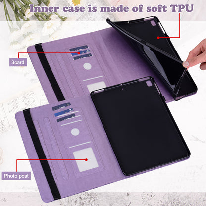 For Oppo Pad Tree Deer Imprinted Stand PU Leather Tablet Cover Card Holder Protective Case with Elastic Band Closure