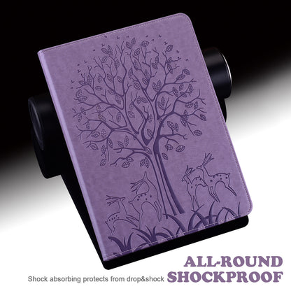 For Oppo Pad Tree Deer Imprinted Stand PU Leather Tablet Cover Card Holder Protective Case with Elastic Band Closure