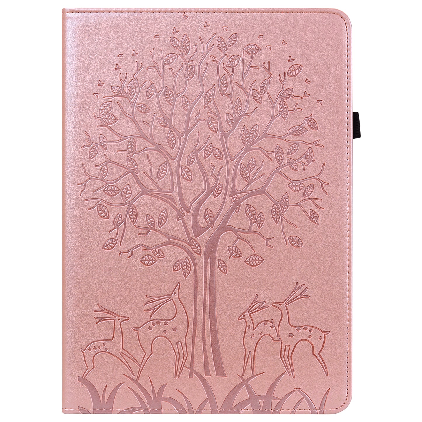 For Oppo Pad Tree Deer Imprinted Stand PU Leather Tablet Cover Card Holder Protective Case with Elastic Band Closure