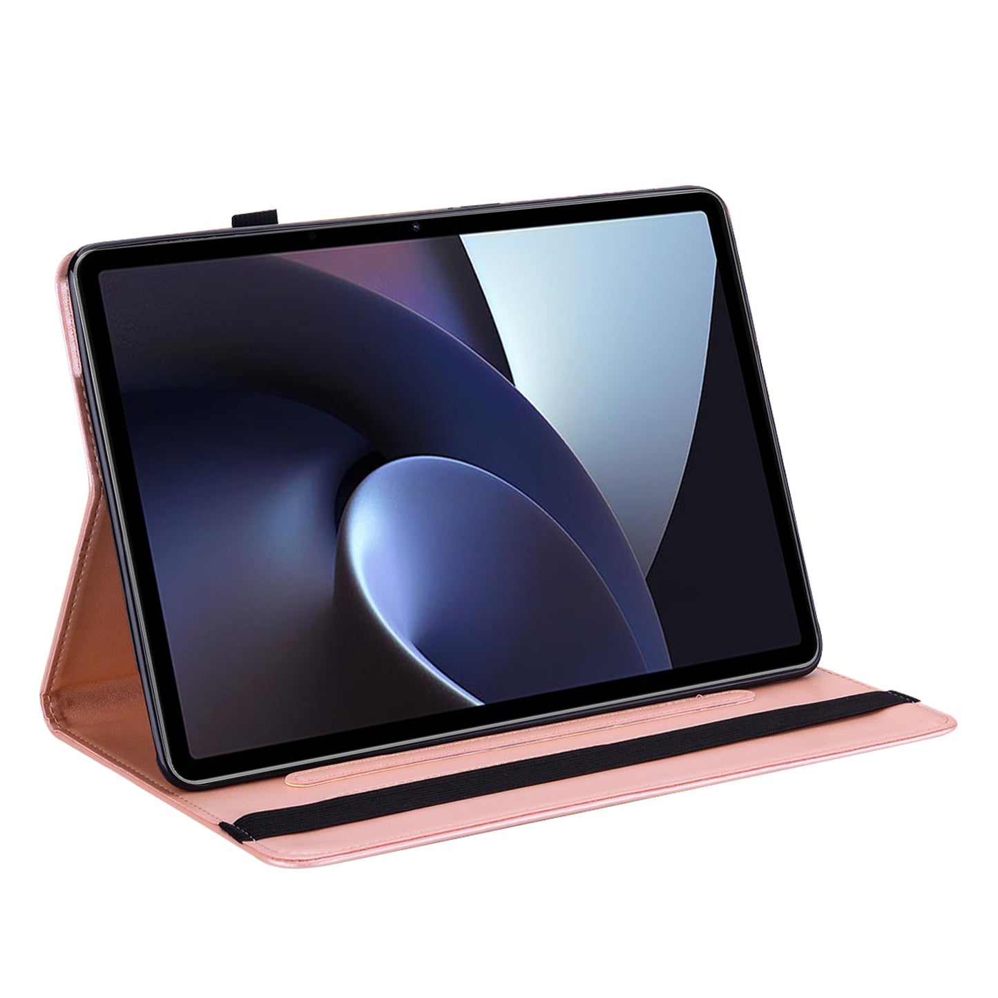 For Oppo Pad Tree Deer Imprinted Stand PU Leather Tablet Cover Card Holder Protective Case with Elastic Band Closure