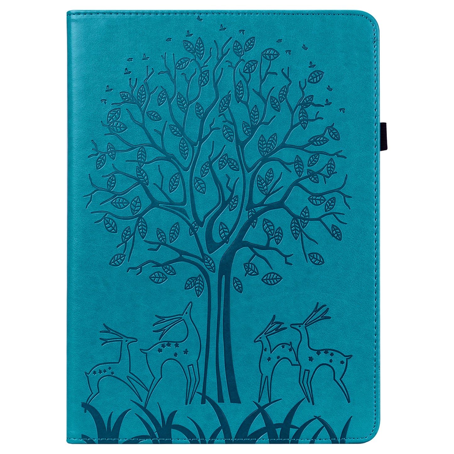 For Oppo Pad Tree Deer Imprinted Stand PU Leather Tablet Cover Card Holder Protective Case with Elastic Band Closure