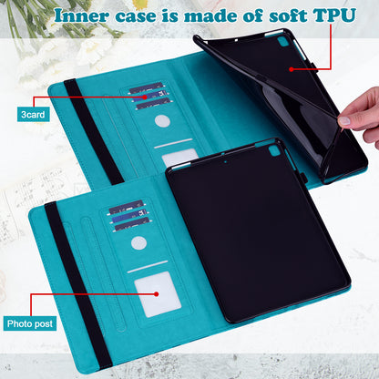 For Oppo Pad Tree Deer Imprinted Stand PU Leather Tablet Cover Card Holder Protective Case with Elastic Band Closure