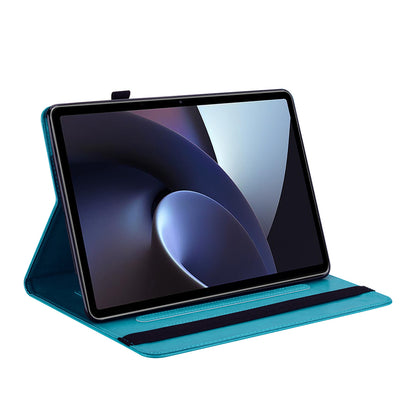 For Oppo Pad Tree Deer Imprinted Stand PU Leather Tablet Cover Card Holder Protective Case with Elastic Band Closure