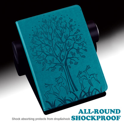 For Oppo Pad Tree Deer Imprinted Stand PU Leather Tablet Cover Card Holder Protective Case with Elastic Band Closure