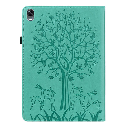 For Oppo Pad Tree Deer Imprinted Stand PU Leather Tablet Cover Card Holder Protective Case with Elastic Band Closure