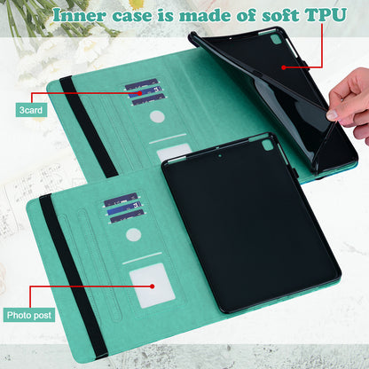 For Oppo Pad Tree Deer Imprinted Stand PU Leather Tablet Cover Card Holder Protective Case with Elastic Band Closure