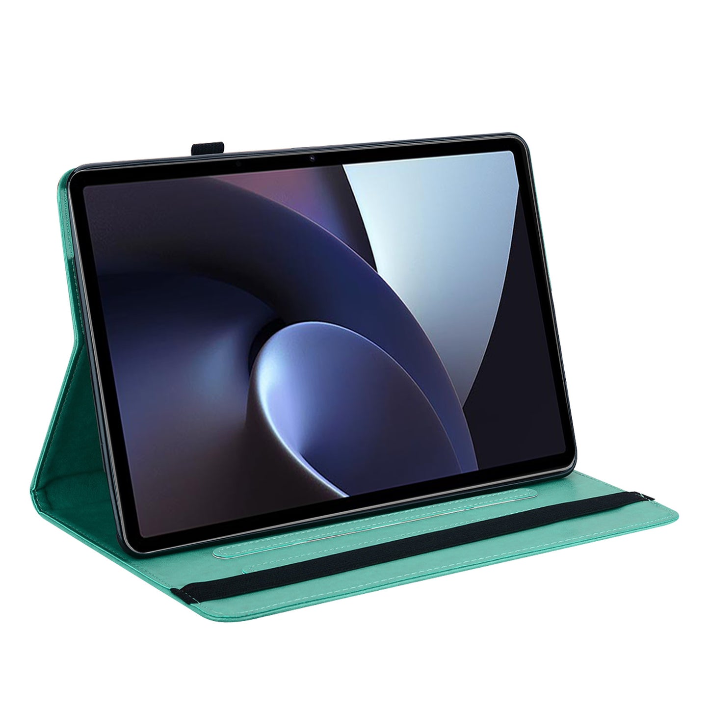 For Oppo Pad Tree Deer Imprinted Stand PU Leather Tablet Cover Card Holder Protective Case with Elastic Band Closure