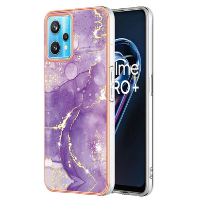 YB IMD Series-2 Phone Case for Realme 9 Pro/V25, Electroplating Frame IMD Marble Pattern Flexible TPU Cover