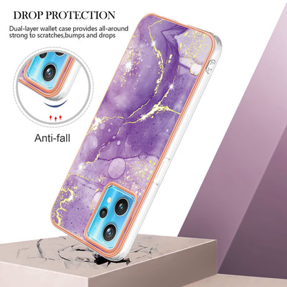 YB IMD Series-2 Phone Case for Realme 9 Pro/V25, Electroplating Frame IMD Marble Pattern Flexible TPU Cover