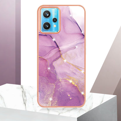 YB IMD Series-2 Phone Case for Realme 9 Pro/V25, Electroplating Frame IMD Marble Pattern Flexible TPU Cover