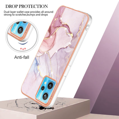 YB IMD Series-2 Phone Case for Realme 9 Pro/V25, Electroplating Frame IMD Marble Pattern Flexible TPU Cover