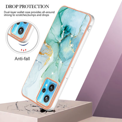 YB IMD Series-2 Phone Case for Realme 9 Pro/V25, Electroplating Frame IMD Marble Pattern Flexible TPU Cover
