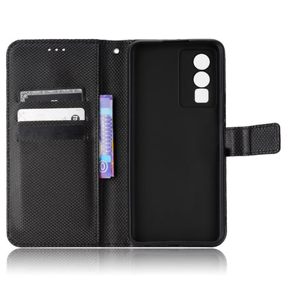 All-inclusive Protection Phone Case for vivo Y76 5G Anti-fall PU Leather Magnetic Wallet Stand Shell Folio Flip Cover with Diamond Texture