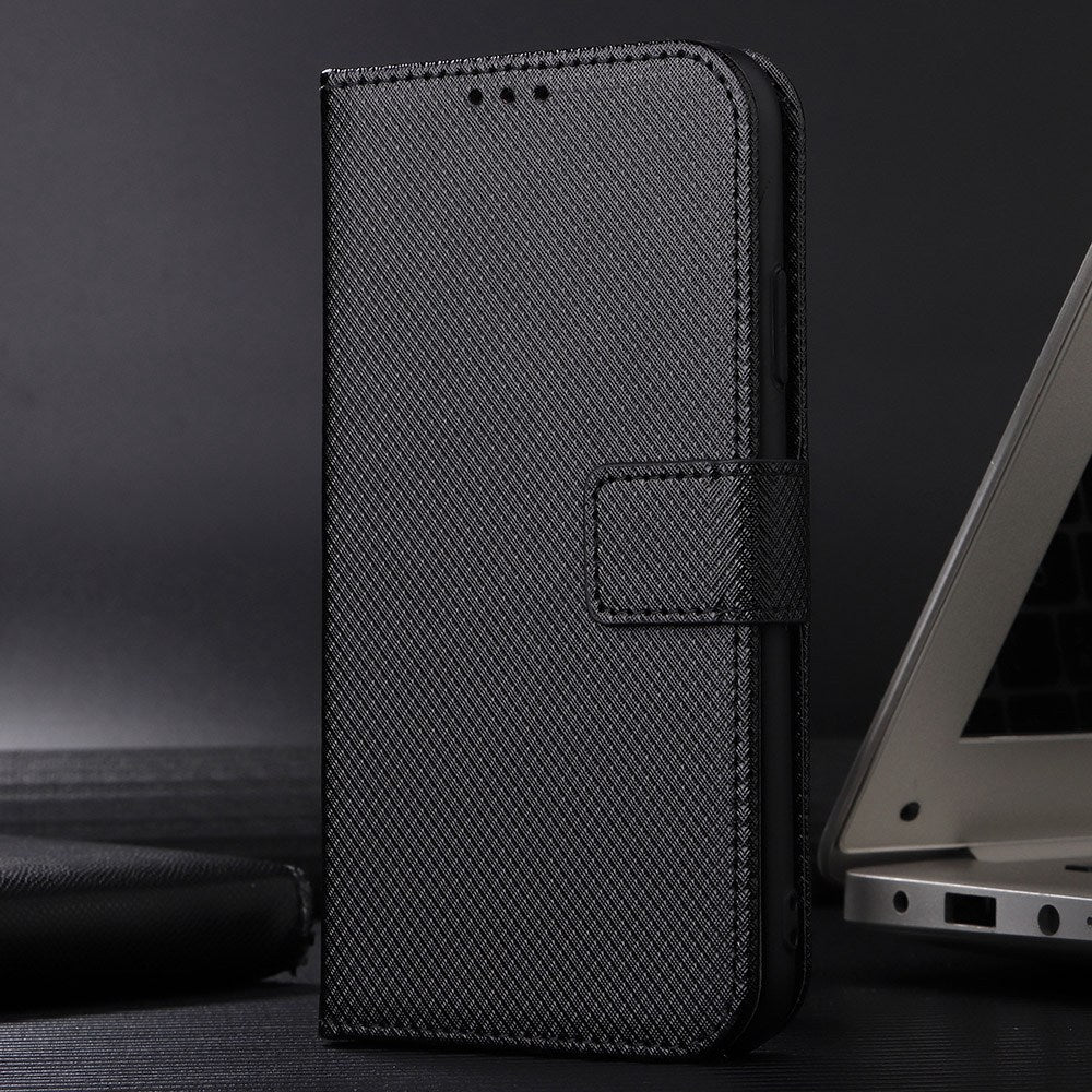 All-inclusive Protection Phone Case for vivo Y76 5G Anti-fall PU Leather Magnetic Wallet Stand Shell Folio Flip Cover with Diamond Texture