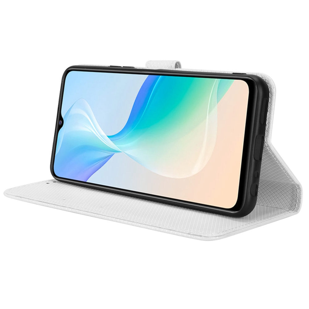 All-inclusive Protection Phone Case for vivo Y76 5G Anti-fall PU Leather Magnetic Wallet Stand Shell Folio Flip Cover with Diamond Texture
