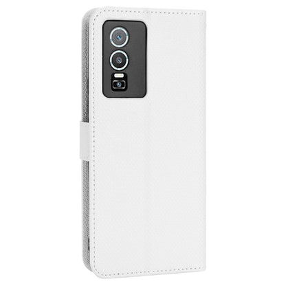 All-inclusive Protection Phone Case for vivo Y76 5G Anti-fall PU Leather Magnetic Wallet Stand Shell Folio Flip Cover with Diamond Texture