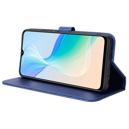 All-inclusive Protection Phone Case for vivo Y76 5G Anti-fall PU Leather Magnetic Wallet Stand Shell Folio Flip Cover with Diamond Texture