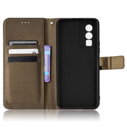 All-inclusive Protection Phone Case for vivo Y76 5G Anti-fall PU Leather Magnetic Wallet Stand Shell Folio Flip Cover with Diamond Texture