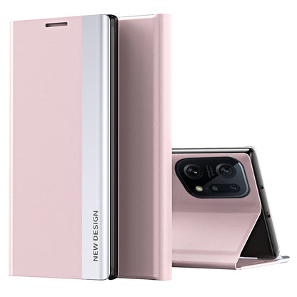 For Oppo Find X5 Pro Electroplating PU Leather Case Stand Magnetic Absorption Phone Cover