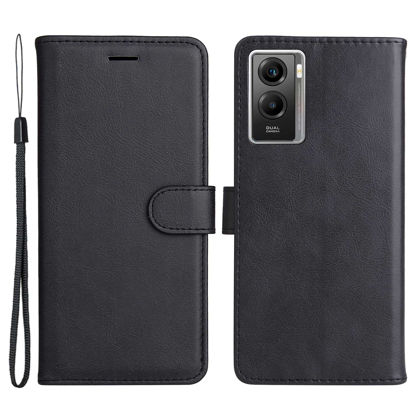 KT Leather Series-2 Wallet Purse Case for vivo Y55s 5G, PU Leather Folio Stand Magnetic Shockproof Protective Cover with Wrist Strap