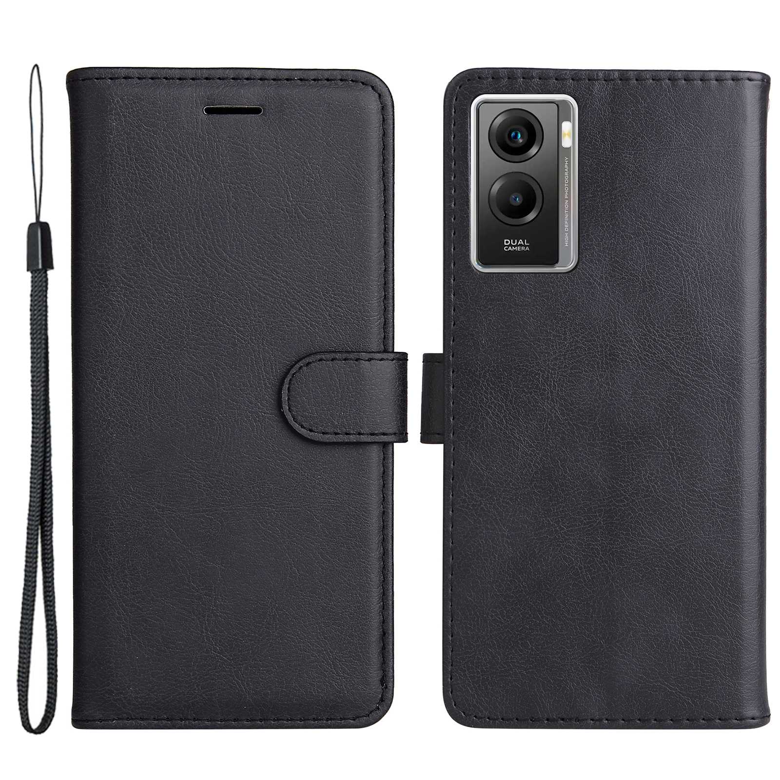 KT Leather Series-2 Wallet Purse Case for vivo Y55s 5G, PU Leather Folio Stand Magnetic Shockproof Protective Cover with Wrist Strap