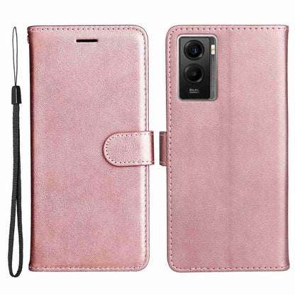 KT Leather Series-2 Wallet Purse Case for vivo Y55s 5G, PU Leather Folio Stand Magnetic Shockproof Protective Cover with Wrist Strap