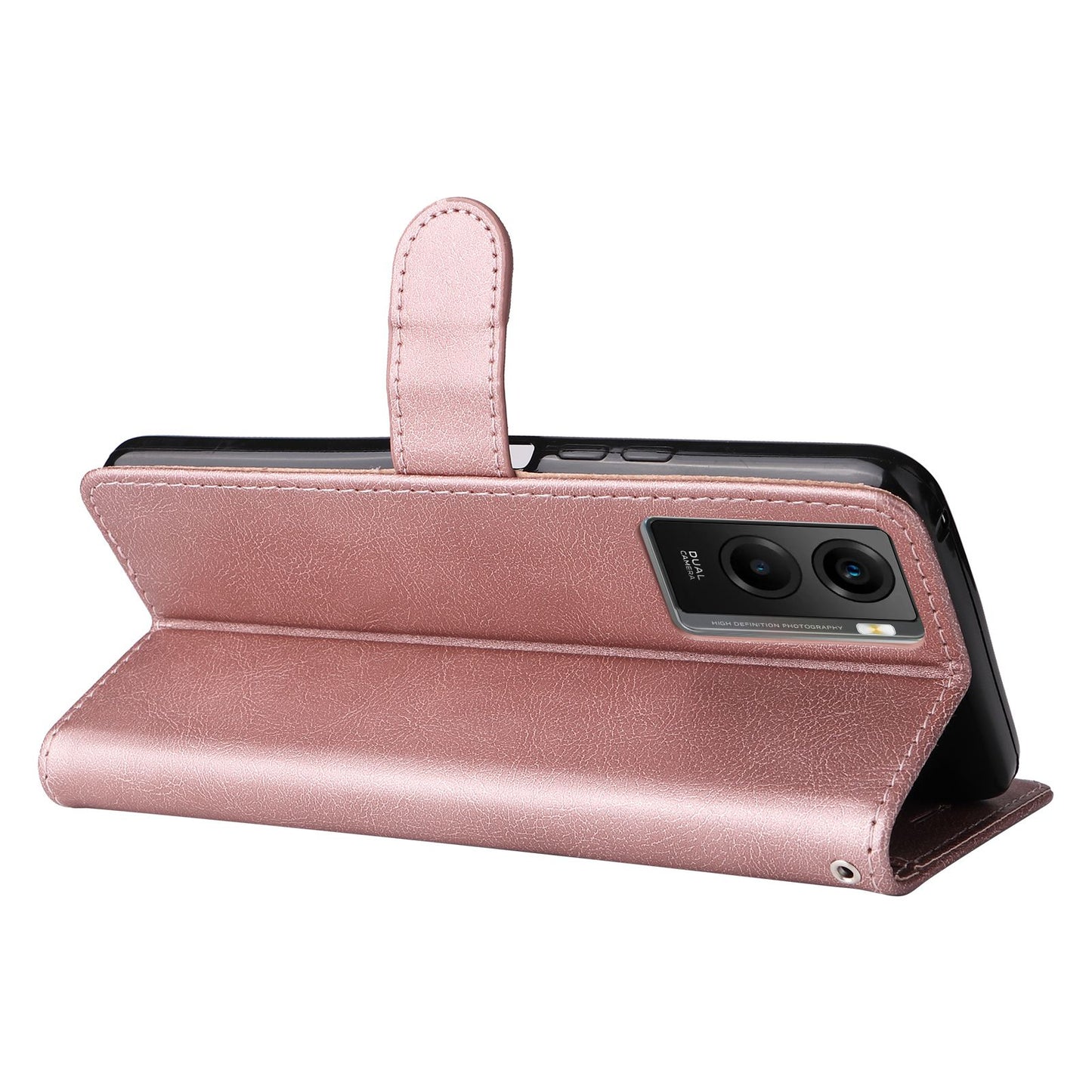 KT Leather Series-2 Wallet Purse Case for vivo Y55s 5G, PU Leather Folio Stand Magnetic Shockproof Protective Cover with Wrist Strap