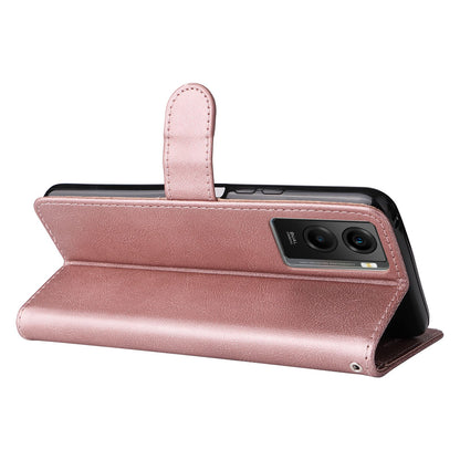 KT Leather Series-2 Wallet Purse Case for vivo Y55s 5G, PU Leather Folio Stand Magnetic Shockproof Protective Cover with Wrist Strap