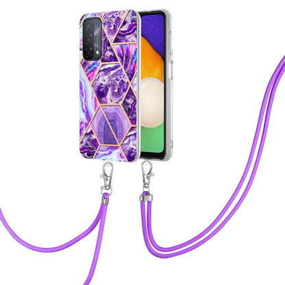 YB IMD Series-5 Slim Lightweight TPU Phone Cover for 	Oppo A74 5G/A93 5G/A54 5G/A93s 5G, Shiny Electroplating Effect IMD IML Marble Pattern Phone Flexible Case with Adjustable Lanyard