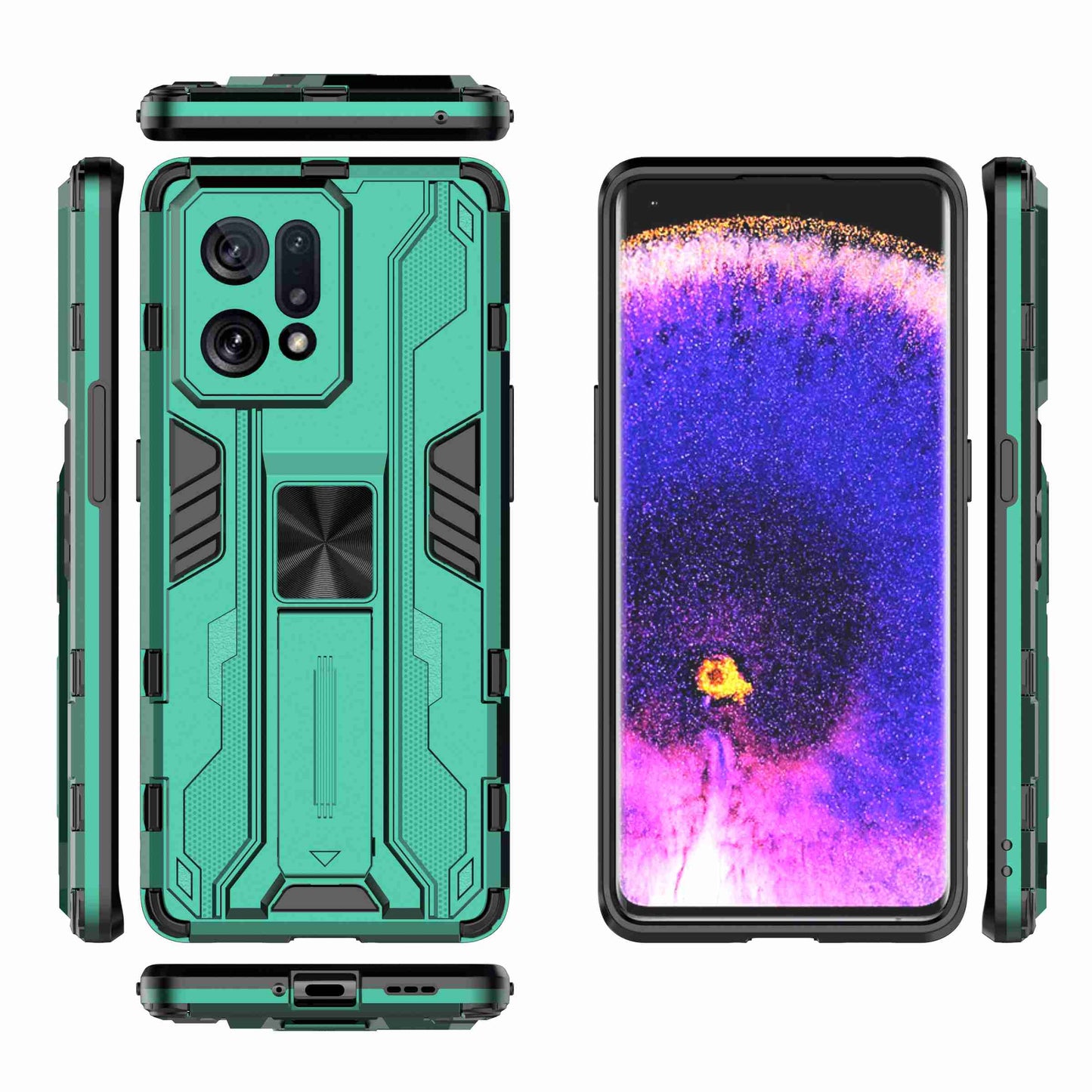 For Oppo Find X5 Heavy Duty Hard PC Soft TPU Rugged Hybrid Protective Case Shockproof Kickstand Back Cover