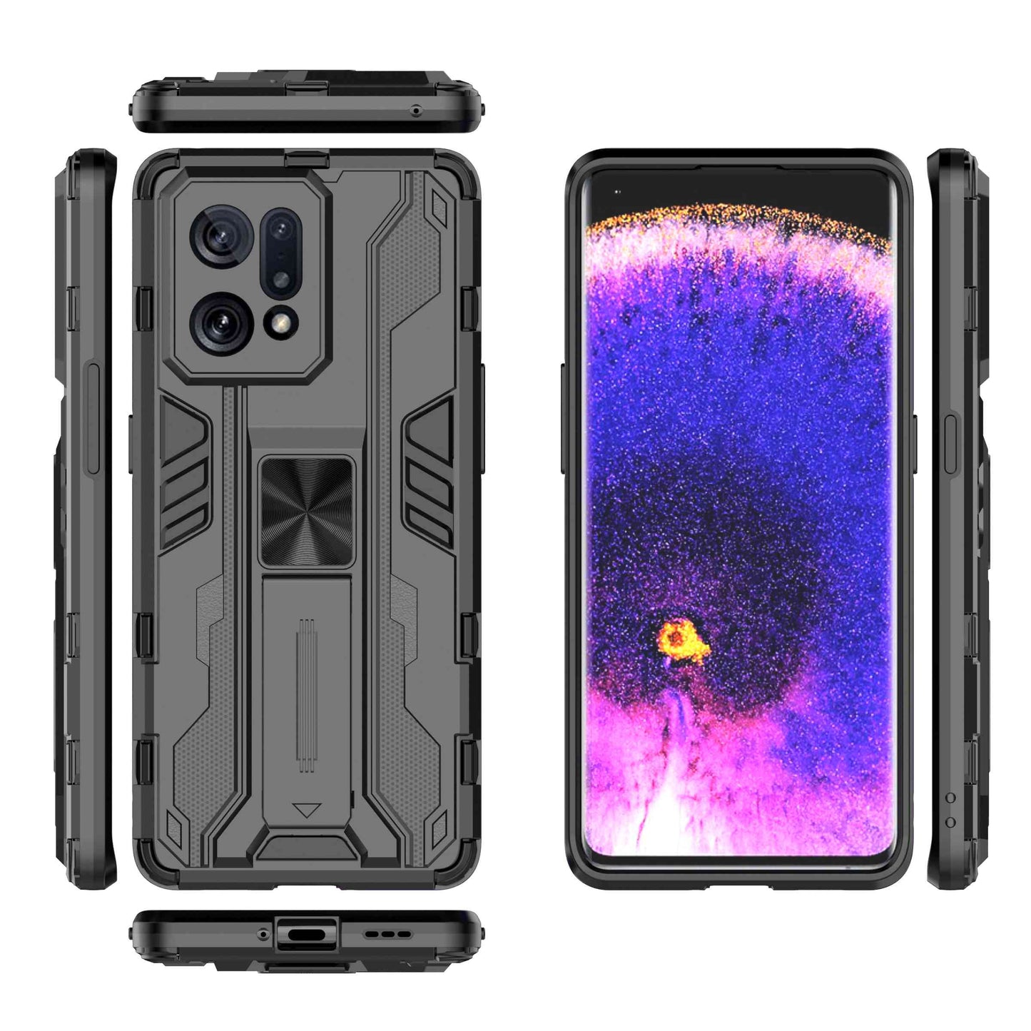 For Oppo Find X5 Heavy Duty Hard PC Soft TPU Rugged Hybrid Protective Case Shockproof Kickstand Back Cover