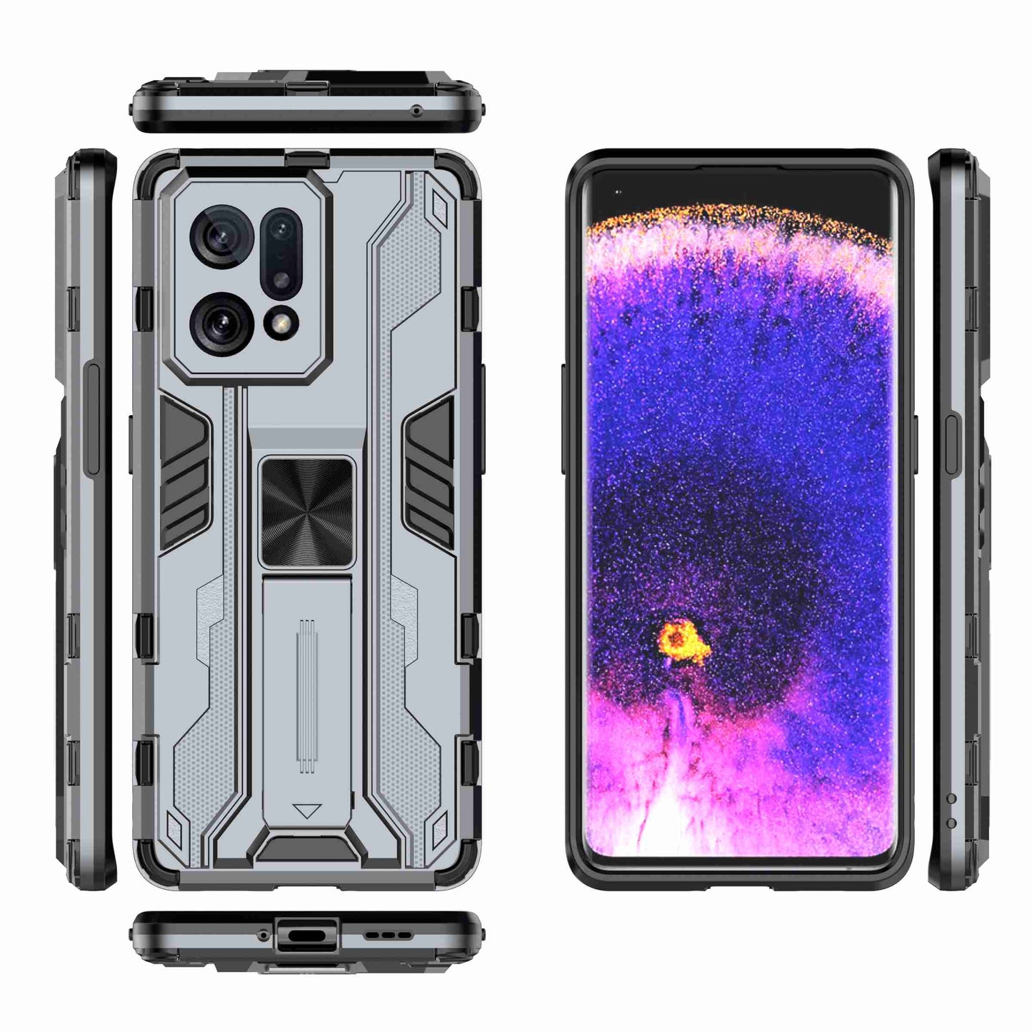 For Oppo Find X5 Heavy Duty Hard PC Soft TPU Rugged Hybrid Protective Case Shockproof Kickstand Back Cover