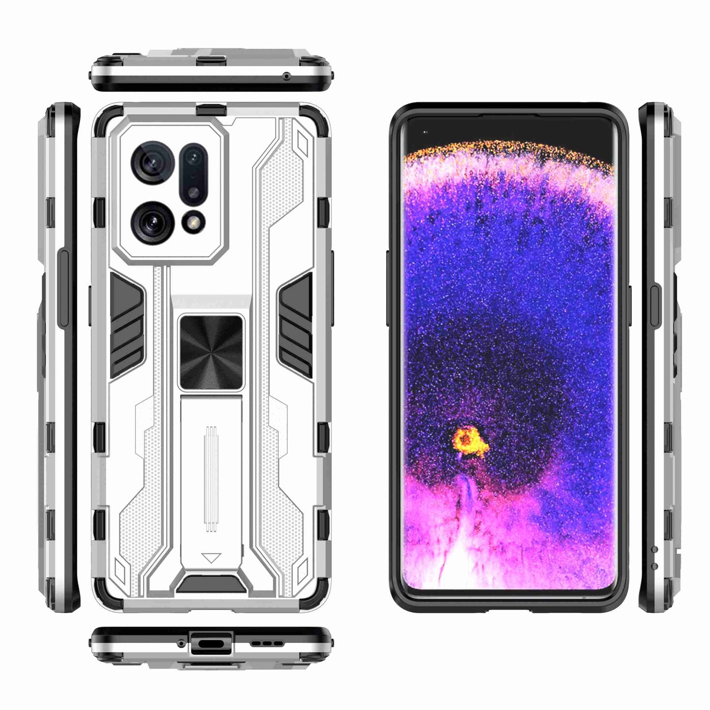 For Oppo Find X5 Heavy Duty Hard PC Soft TPU Rugged Hybrid Protective Case Shockproof Kickstand Back Cover